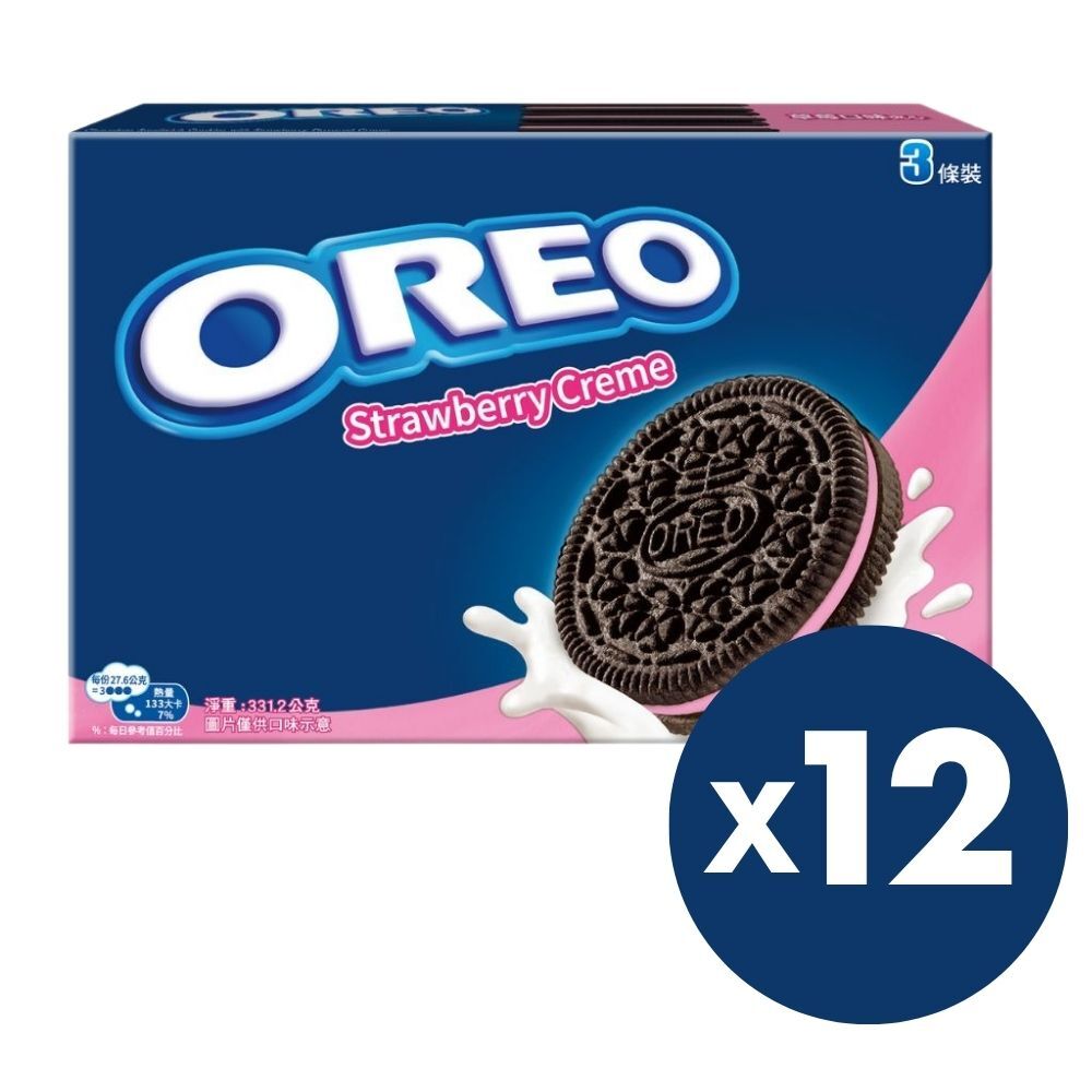 【短效品特價】（箱購）OREO奧利奧夾心餅乾 量販包_草莓口味 ( 331.2 g)  x12盒