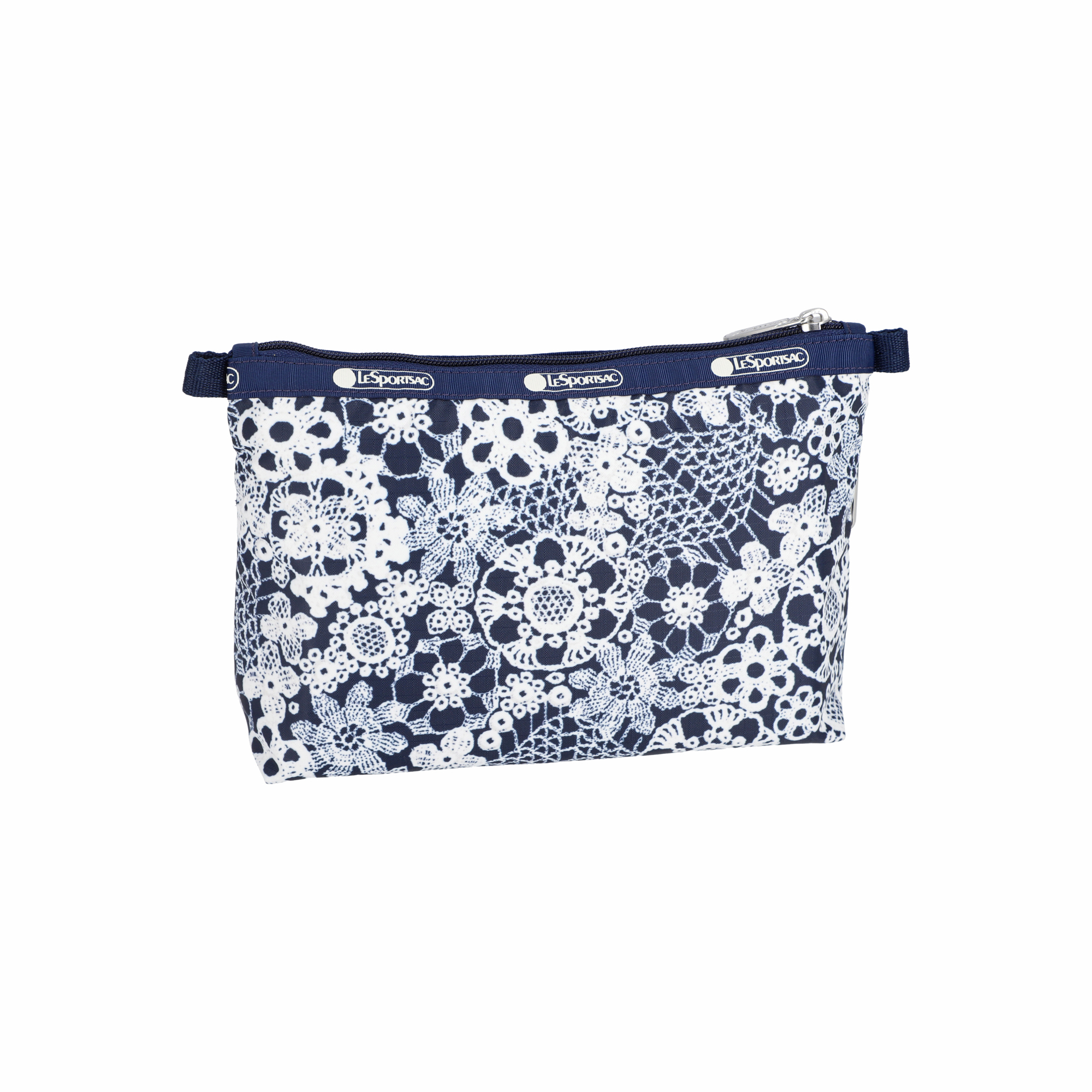 雙層化妝袋 (FLORAL LACE NAVY)
