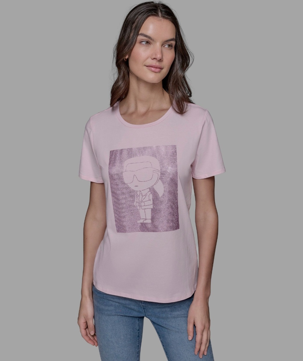 Karl Lagerfeld 粉色水鑽Tee KL130