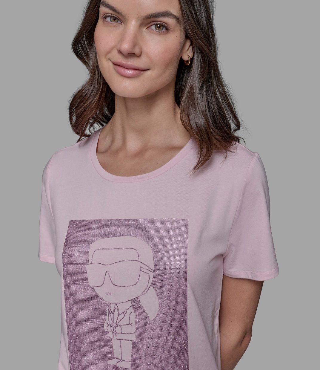 Karl Lagerfeld 粉色水鑽Tee KL130