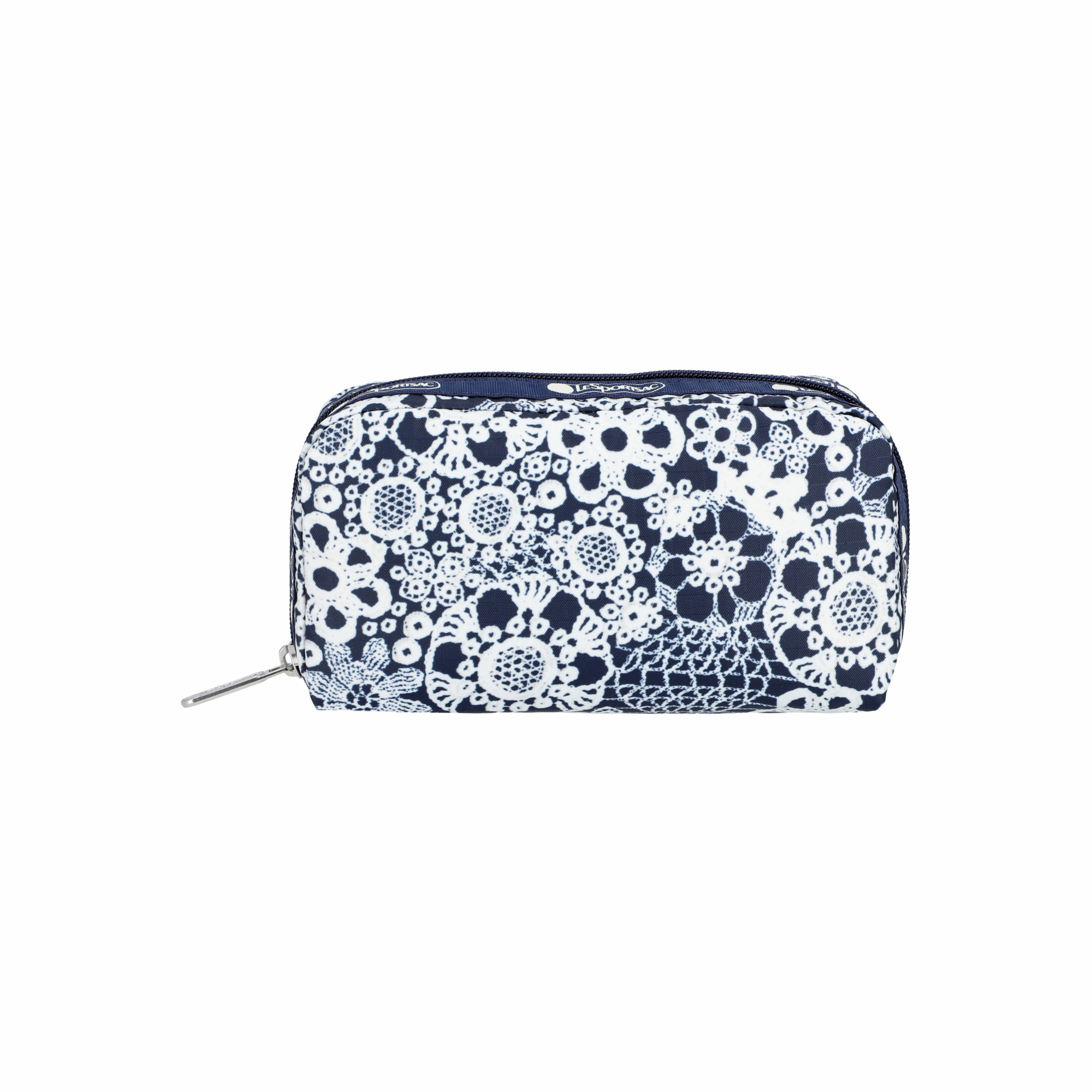 長形化妝袋 (FLORAL LACE NAVY)