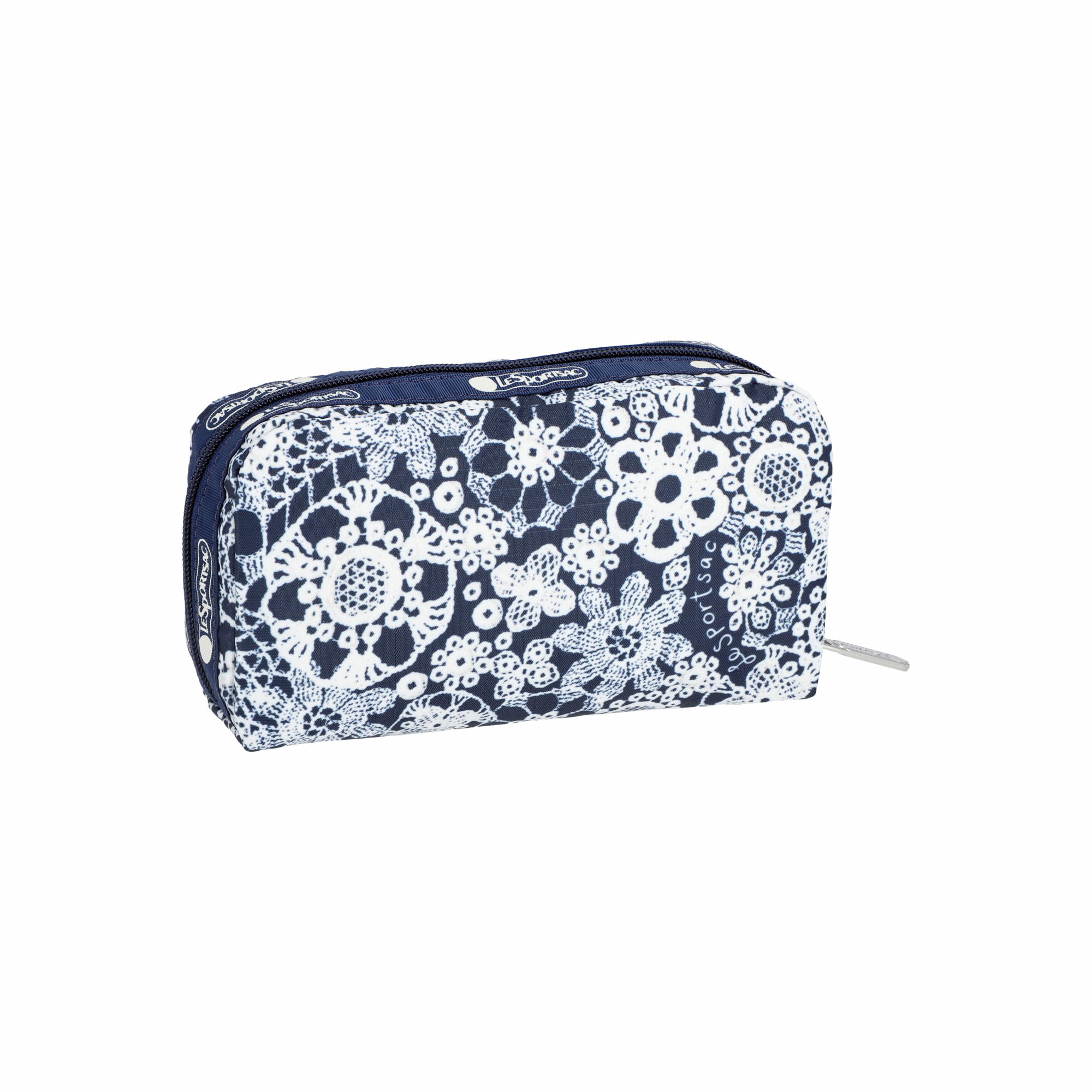 長形化妝袋 (FLORAL LACE NAVY)