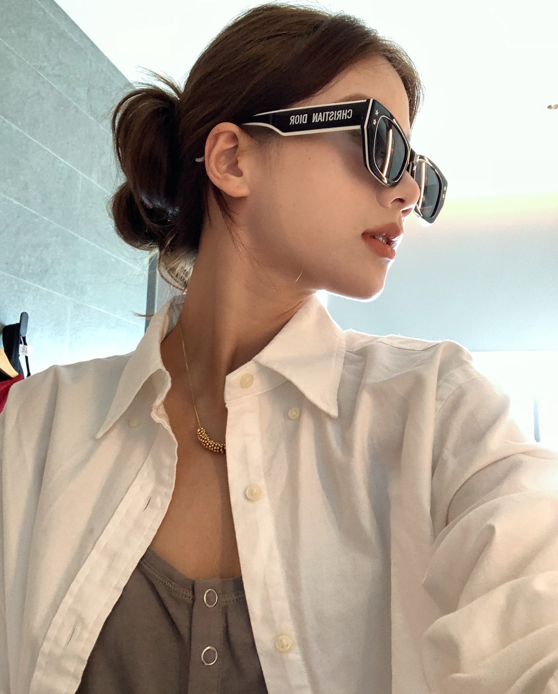 DIOR 側面 不規則形 窄款 黑色 墨鏡