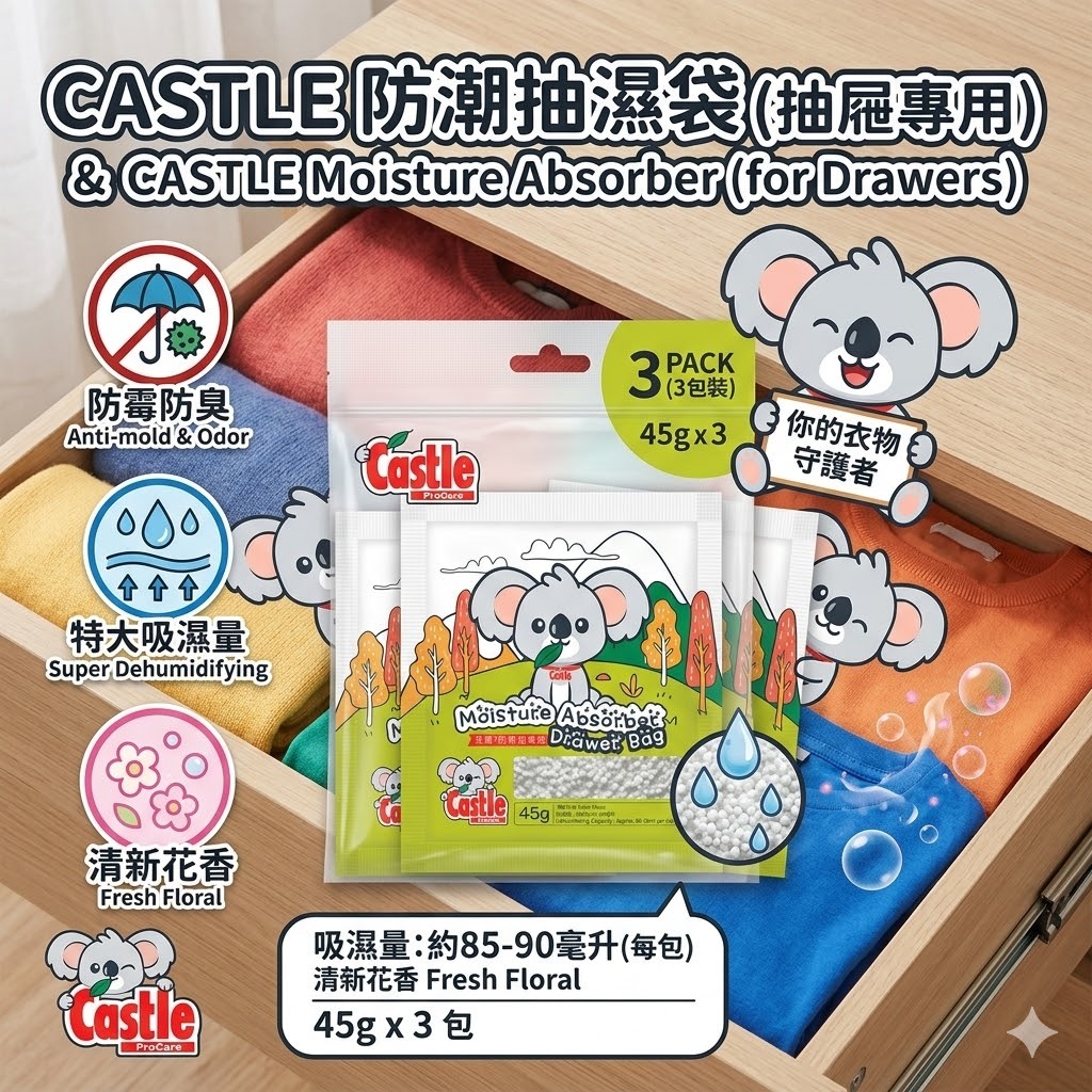 【直播】CASTLE LX050410 防潮抽濕袋 (45G X 3包)