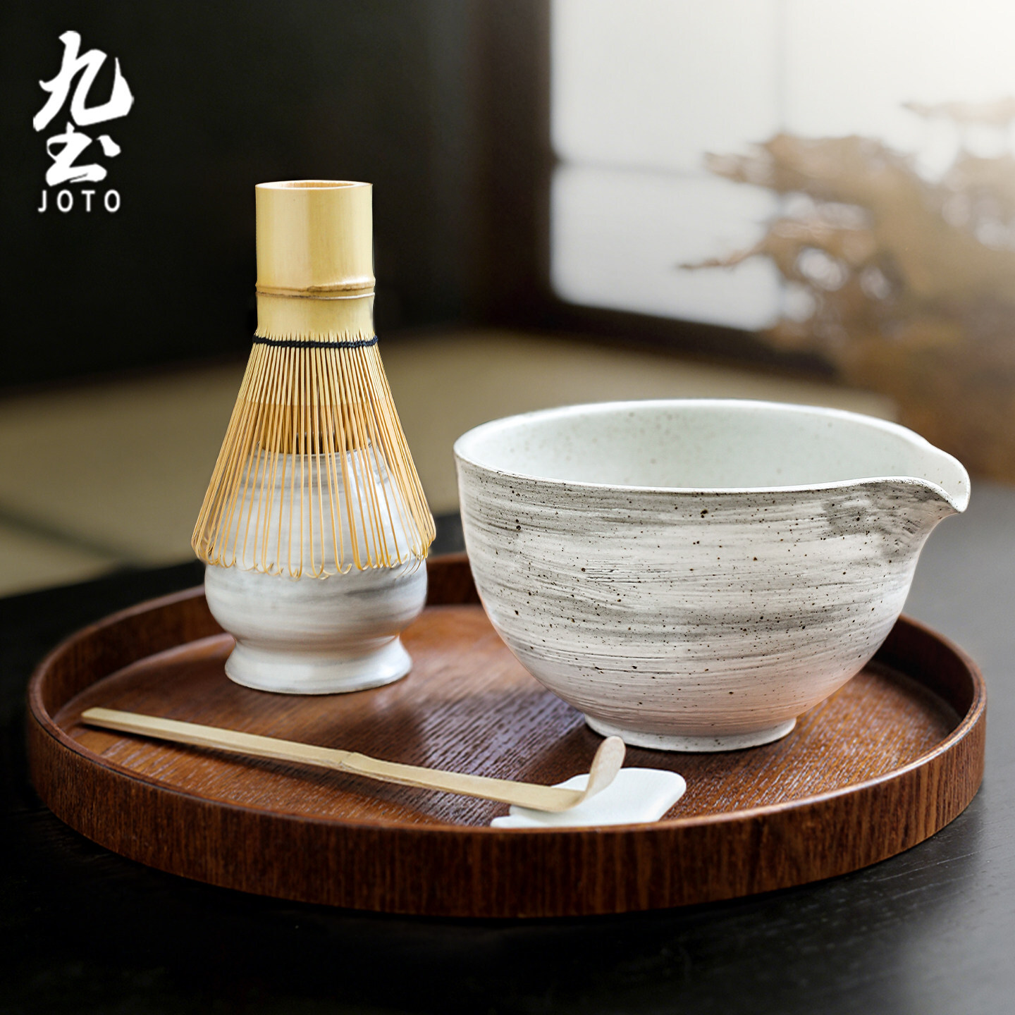 九土手工粗陶茶筅立抹茶碗_PJR0125