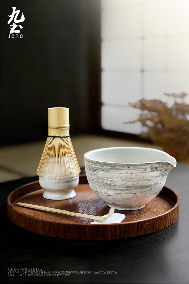 九土手工粗陶茶筅立抹茶碗_PJR0125
