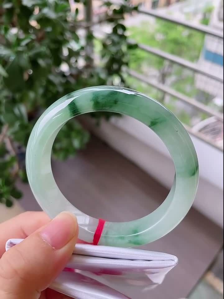 4185837 57mm冰飄花正圈翡翠手鐲 (56-58)