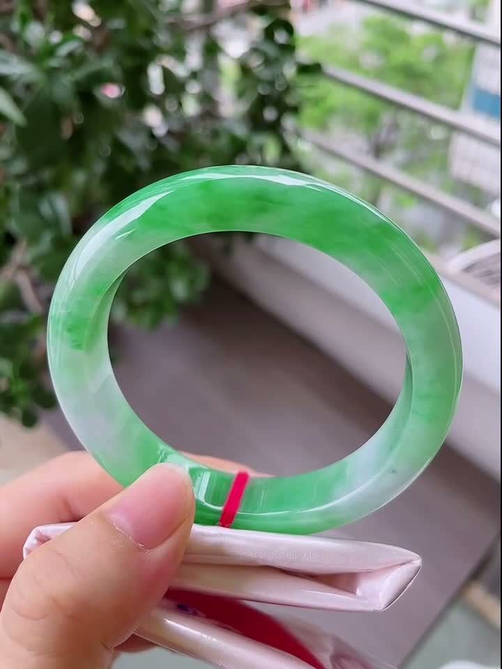 4185838 57.8mm冰飄綠正圈翡翠手鐲 (56-58)