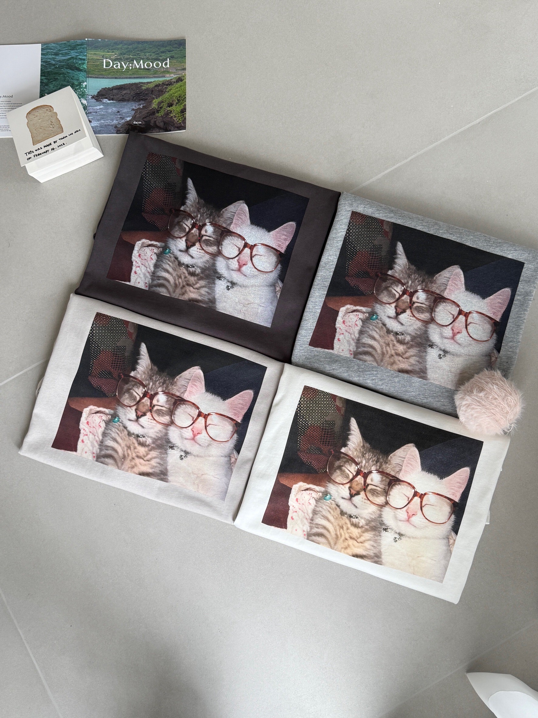 two kitty!文青貓咪軟料寬鬆大tee