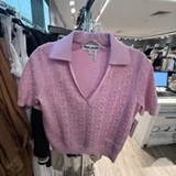 [S] DKNY PEBBLE POLO COLLAR SWEATER WITH RHINESTONE LOGO, DJ6R0225-GX0 (SD1900)