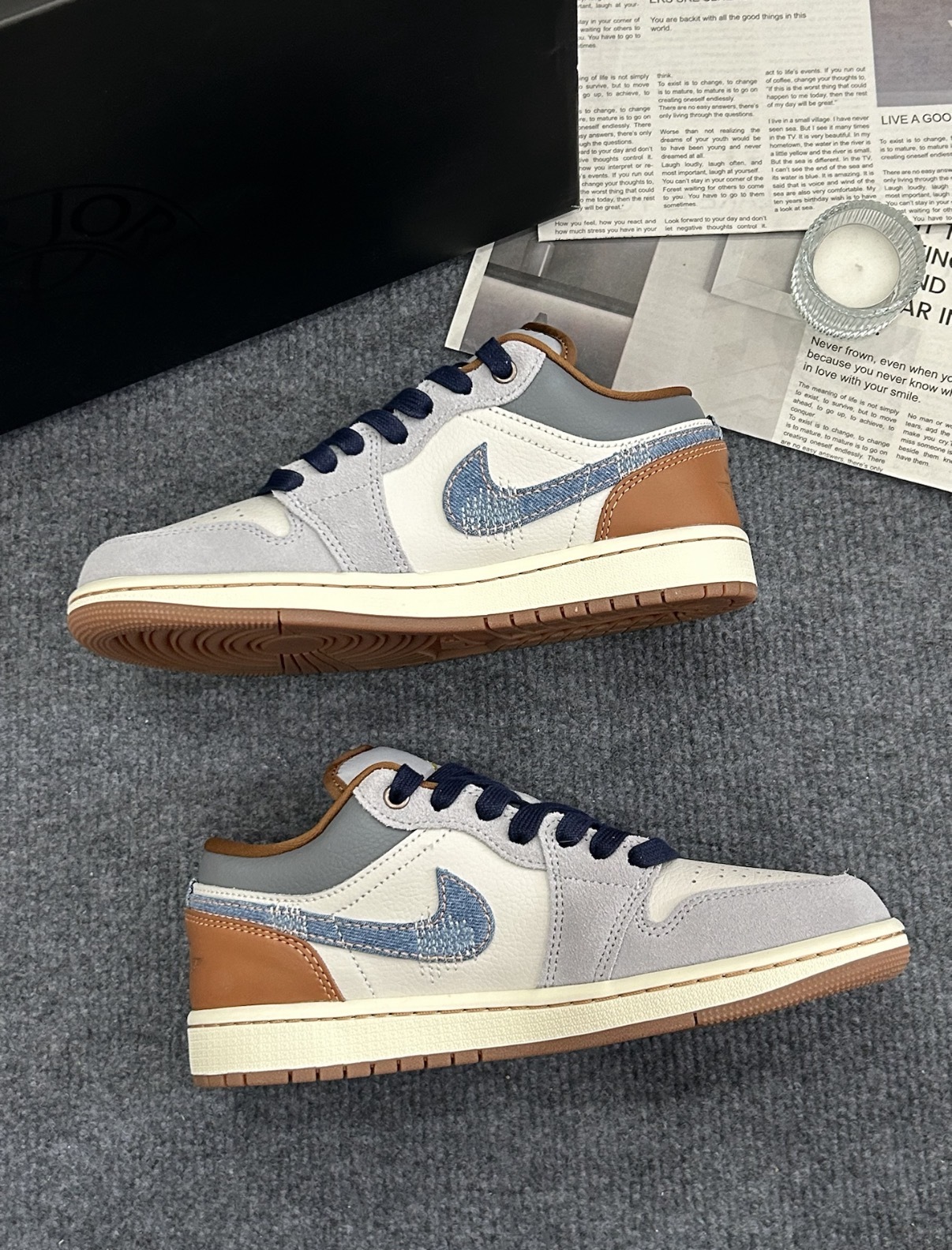 男鞋 NIKE AIR JORDAN 1 LOW SE 'Repaired Denim' 灰棕丹寧 拼接 皮革 麂皮 低筒 AJ1 休閒鞋【IFZ5042-041】