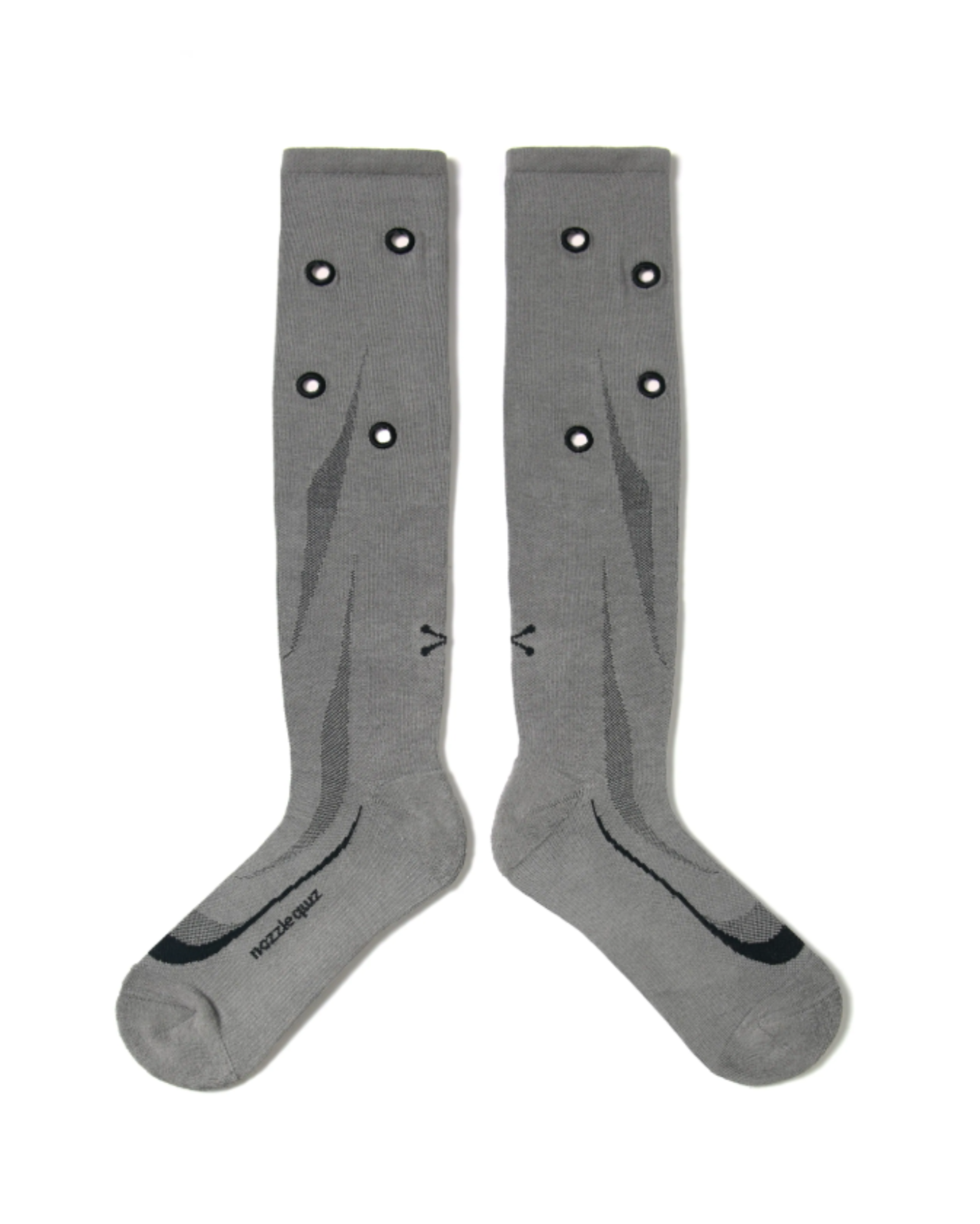 NOZZLE QUIZ Eyelet knee socks (鐵灰）
