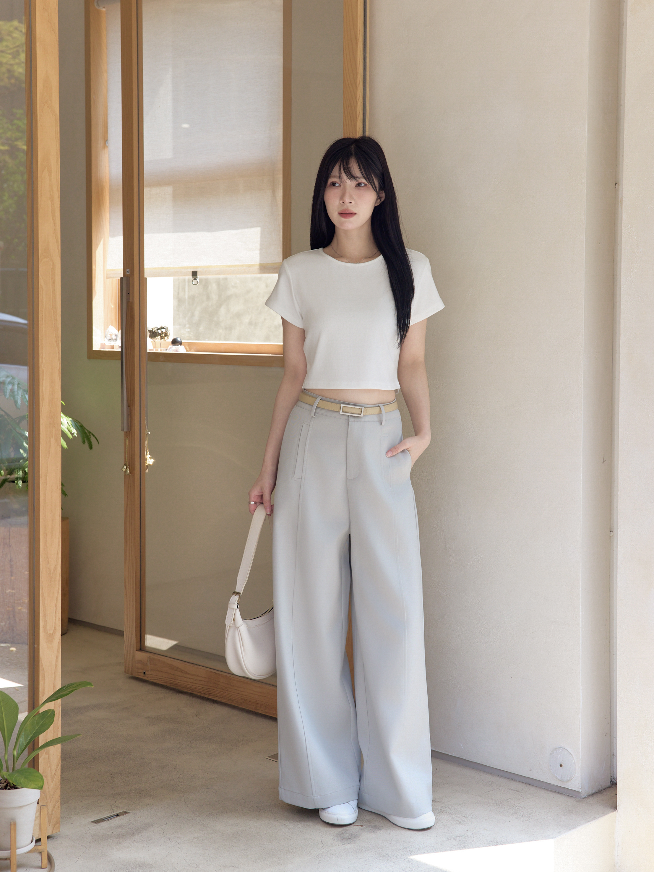 美シルエット サイドラインプレス スラックス（ベルト付き）
