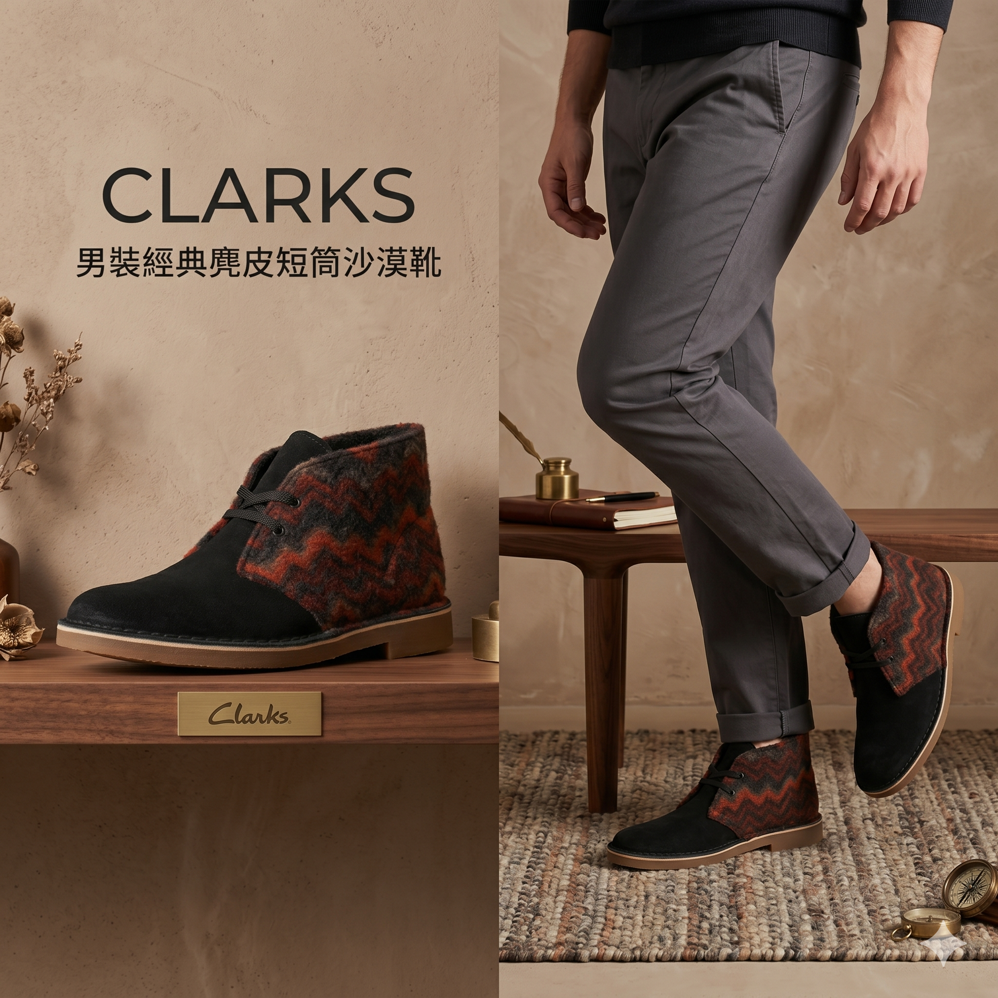 【預購】Clarks  H050401 男裝經典麂皮短筒沙漠靴