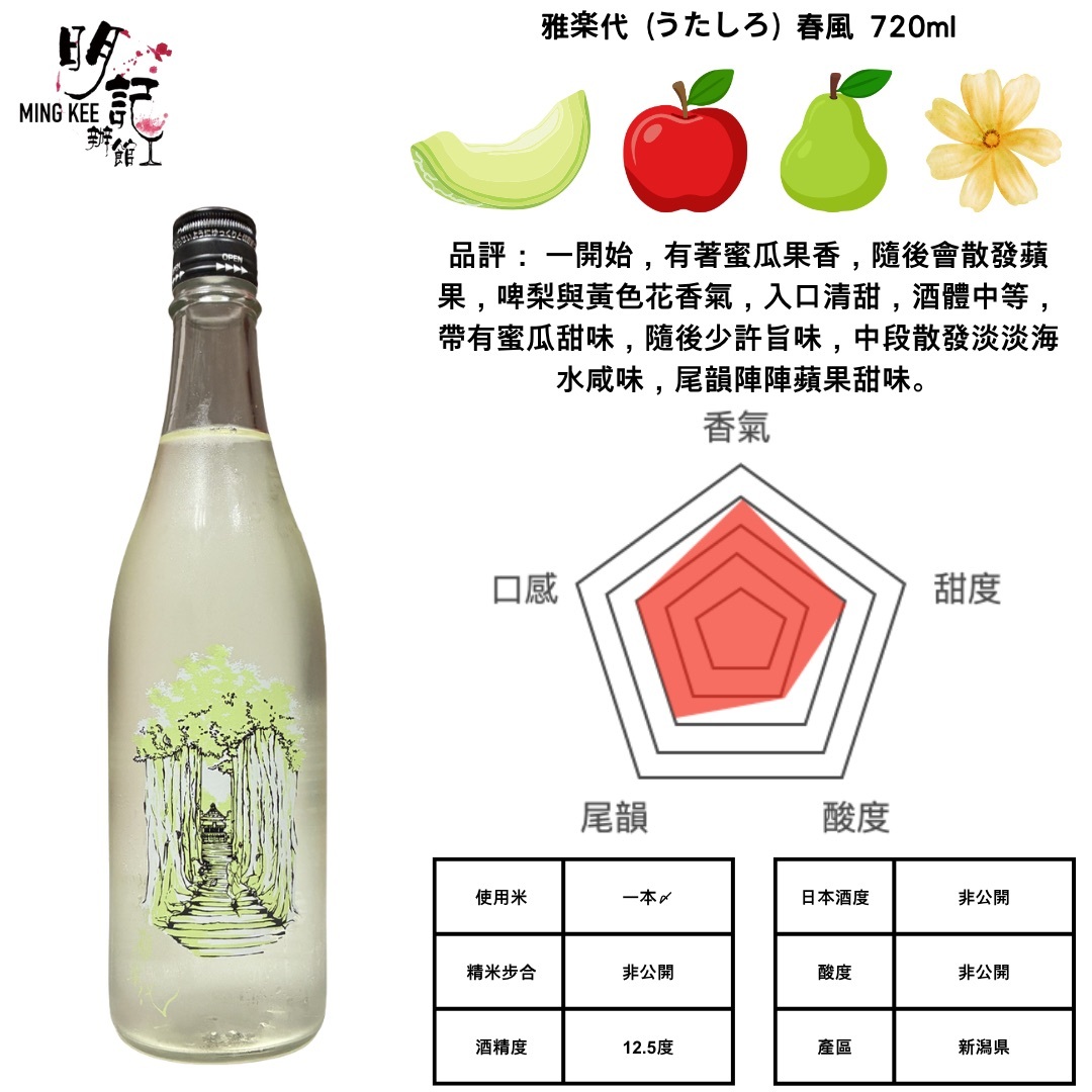 雅楽代(うたしろ) 春風 720ml