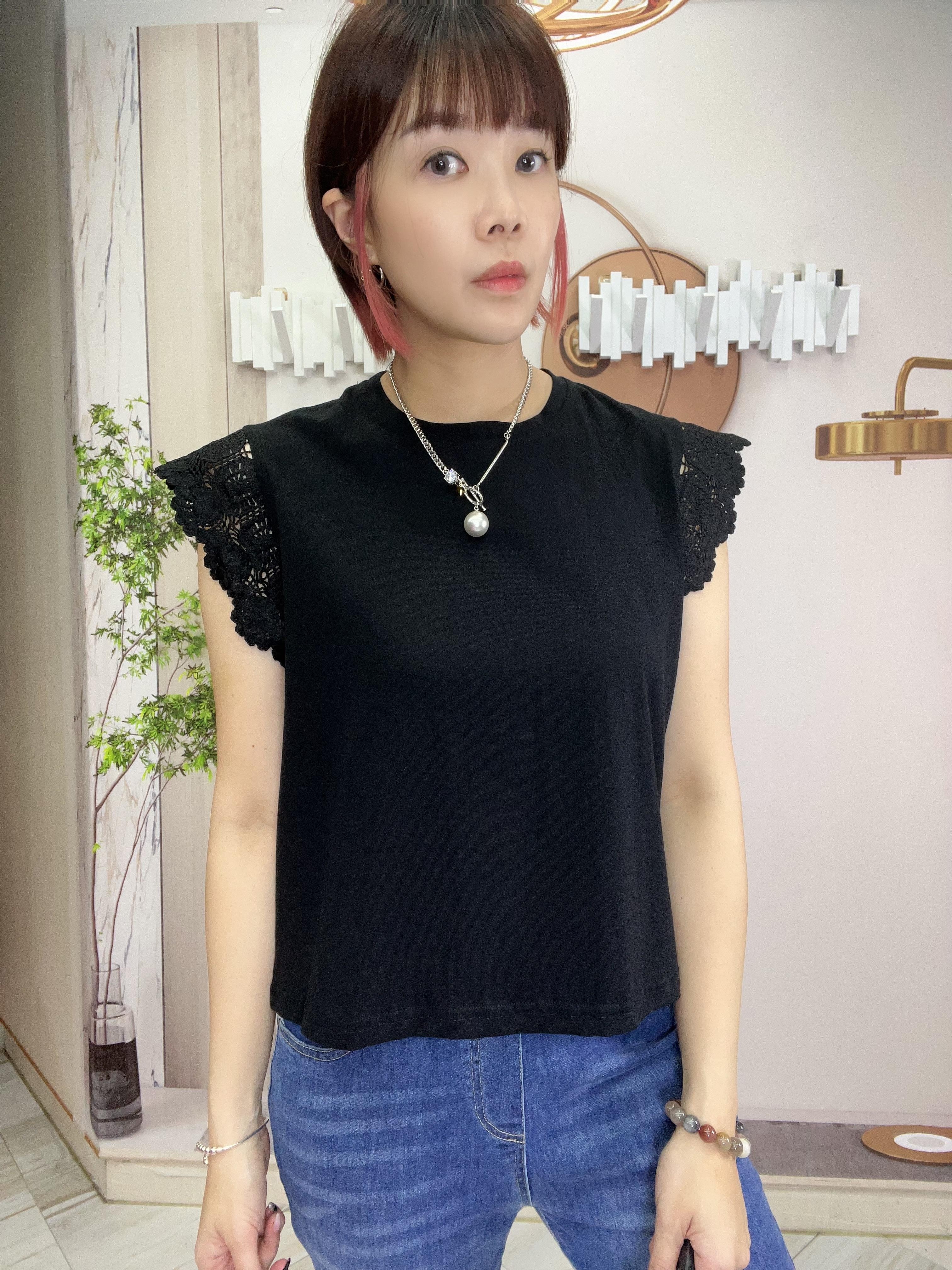 Ma牌子lace通花袖top ～162J