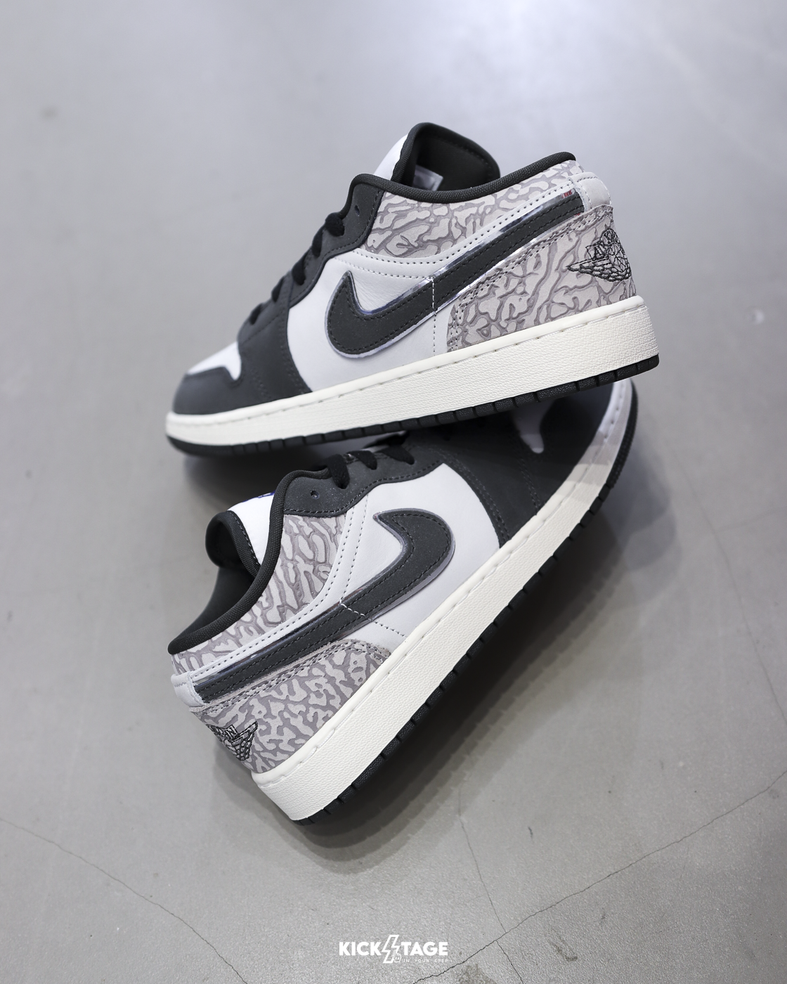 男鞋 NIKE AIR JORDAN 1 LOW 大象灰白 爆裂紋 皮革 緩震 低筒 AJ1 休閒鞋【IU2268-100】AJ1OG