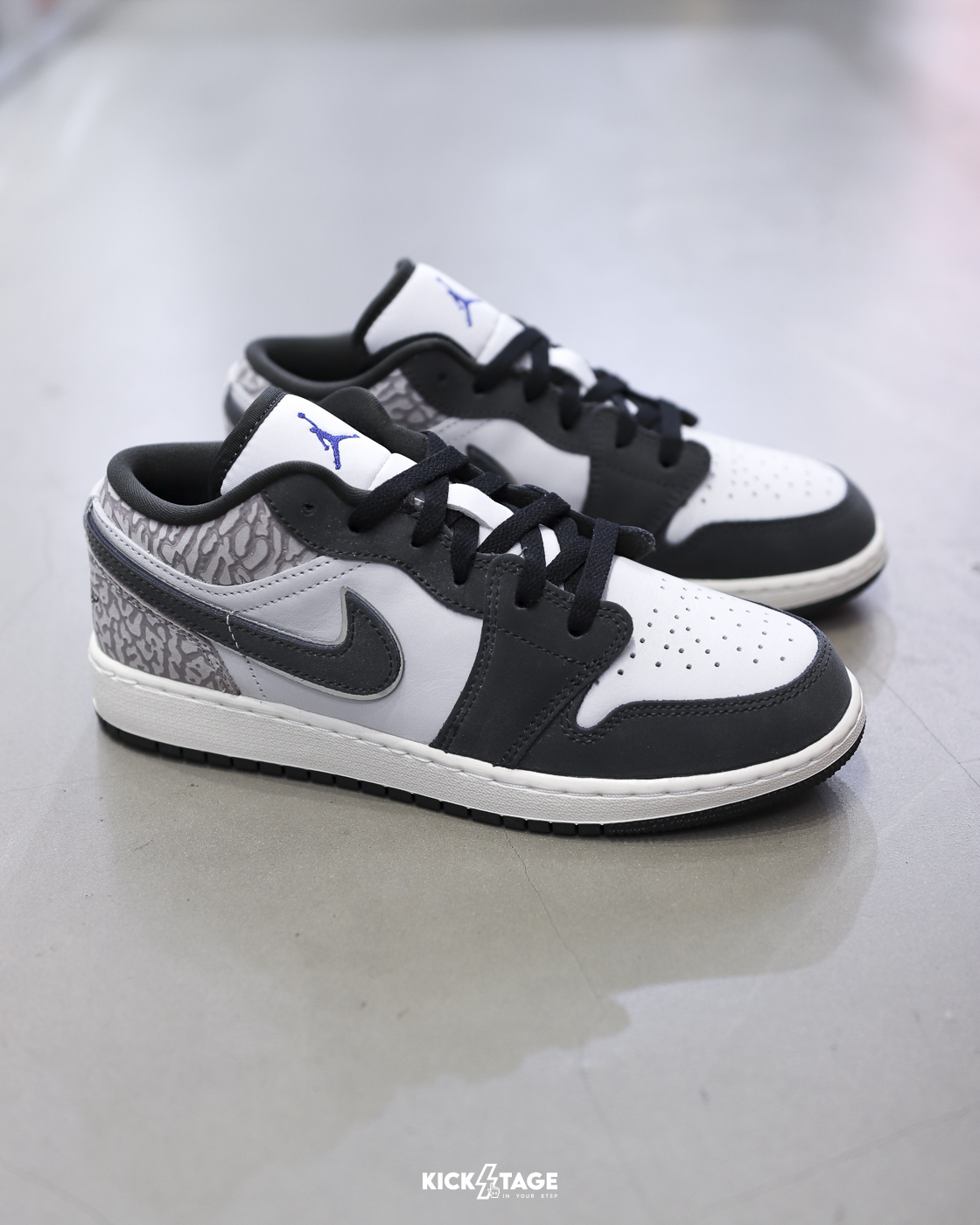 男鞋 NIKE AIR JORDAN 1 LOW 大象灰白 爆裂紋 皮革 緩震 低筒 AJ1 休閒鞋【IU2268-100】AJ1OG
