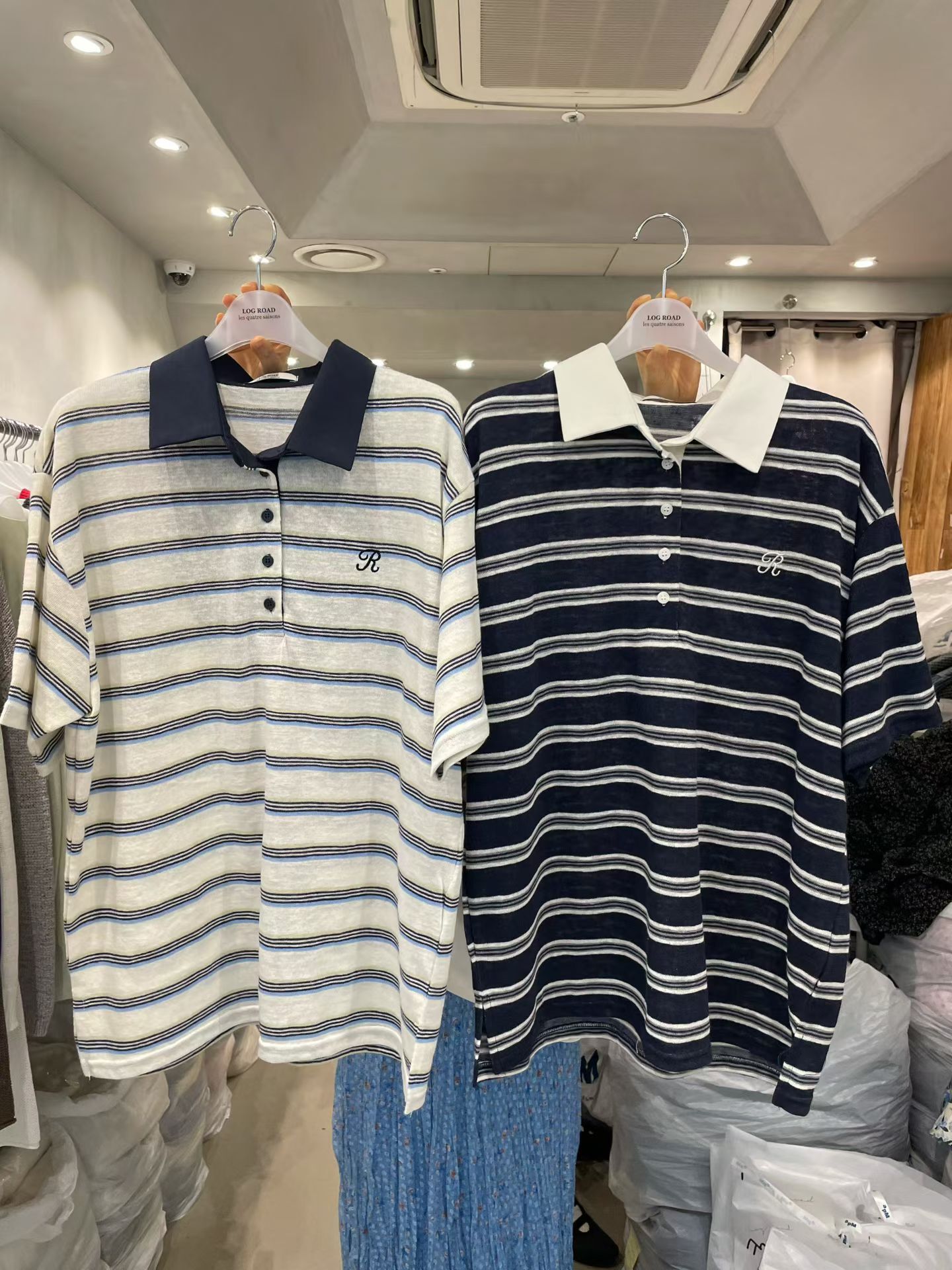 LR6238 撞色橫紋Polo上衣