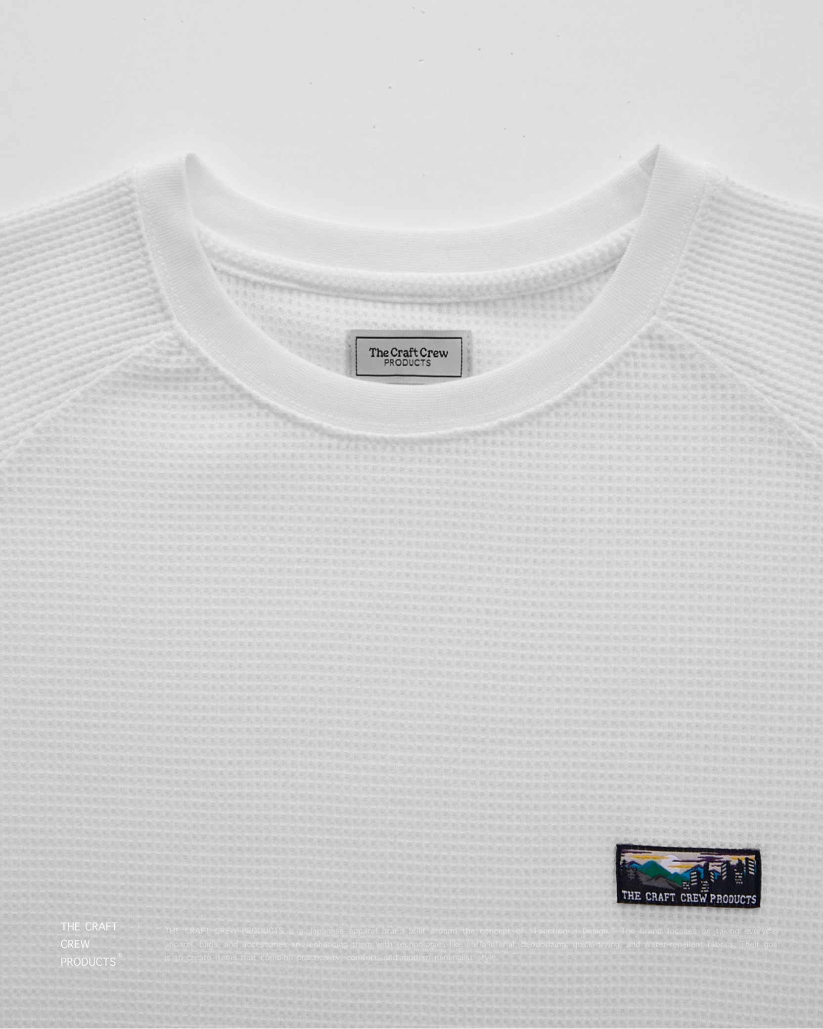 [ 預約販売 ]  THE CRAFT CREW PRODUCTS - 半袖Tシャツ / 抗菌防臭・UVカット（  ファンクショナルファブリック ヘビーワッフル ラグランスリーブ