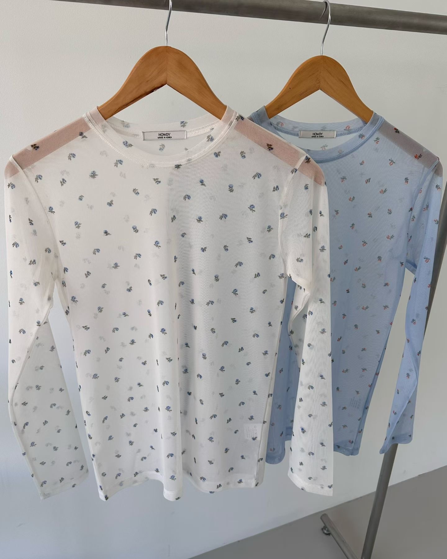 WW2643 碎花透視長袖Layer tee