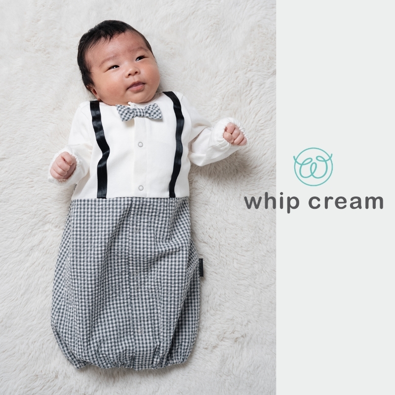 【日本 whip cream】有機棉2-way格紋連身包屁衣