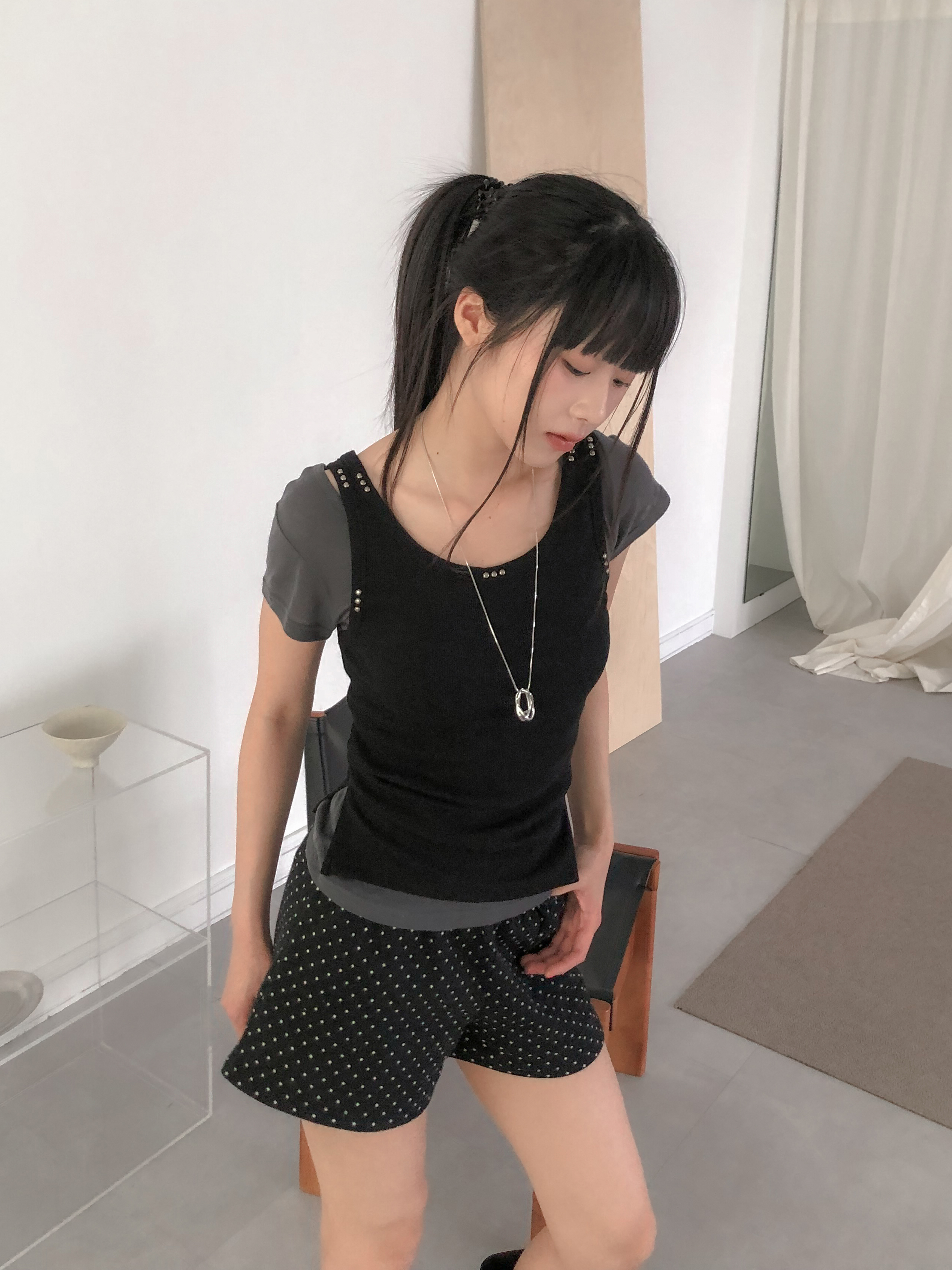 deep round tee #上衣
