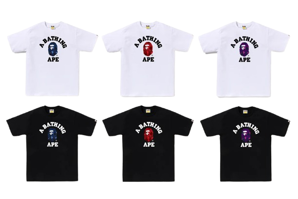 BAPE COLOR CAMO COLLEGE TEE 迷彩猿人 001TEM301019M