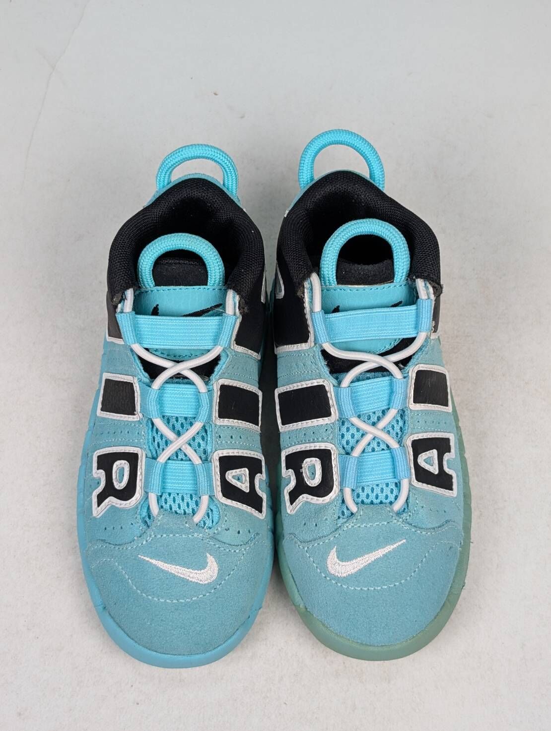 微瑕疵-左腳中底鞋底泛黃 CK0825-403 10C Air More Uptempo Light Aqua (TD) 湖水綠 小童款