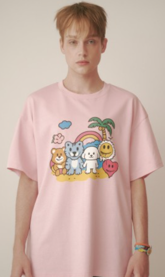 CR260504-R10 PALM FAMILY T-SHIRTS(PINK) "