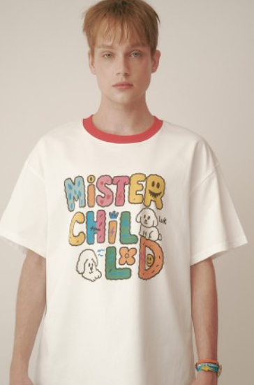 CR260504-R13 LETTERING T-SHIRTS(WHITE RED)
