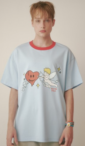 CR260504-R19 ANGEL HEART T-SHIRTS (SKY BLUE RED) "