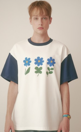 CR260504-R20 FLO COMBI T-SHIRTS (WHITE NAVY) "