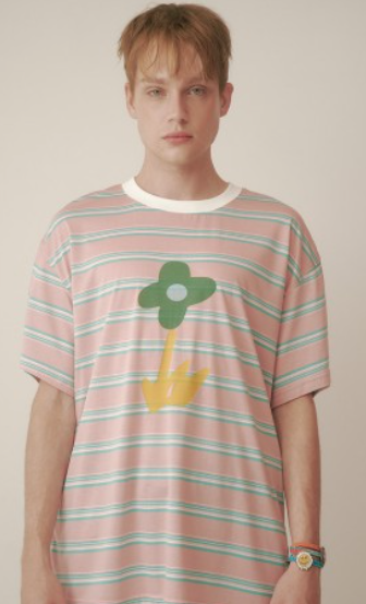 CR260504-R30 FLORAL  T-SHIRTS (PINK) "