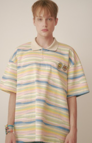 CR260504-R31 MISTER BEAR COLLAR T-SHIRTS(MULTI) "