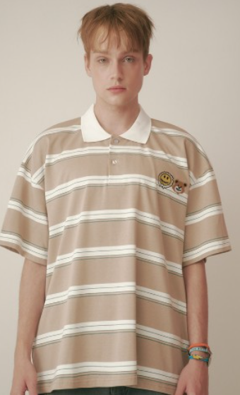 CR260504-R33 MISTER BEAR COLLAR T-SHIRTS(BEIGE) "