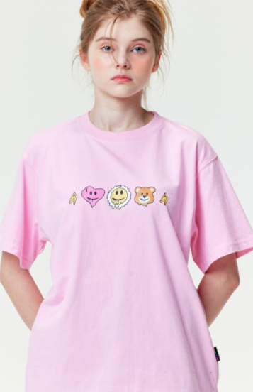 CR260504-R68 FRIDAY SMILE T-SHIRTS (PINK)