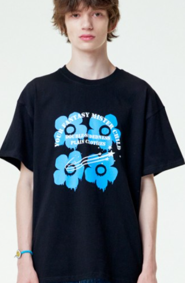 CR260504-R69 4 FLOWER T-SHIRTS (BLACK)