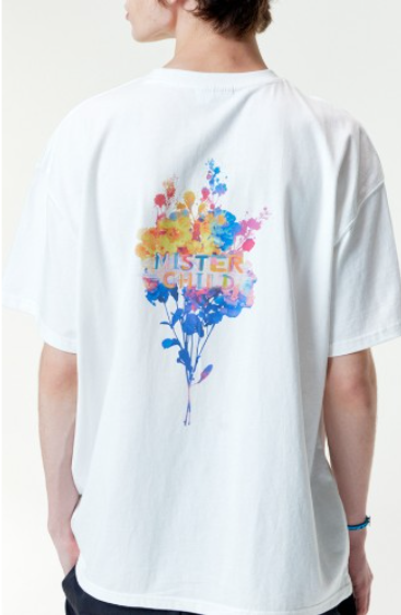CR260504-R72 RAINBOW FLOWER T-SHIRTS (WHITE)