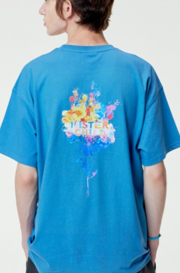CR260504-R73 RAINBOW FLOWER T-SHIRTS (BLUE)