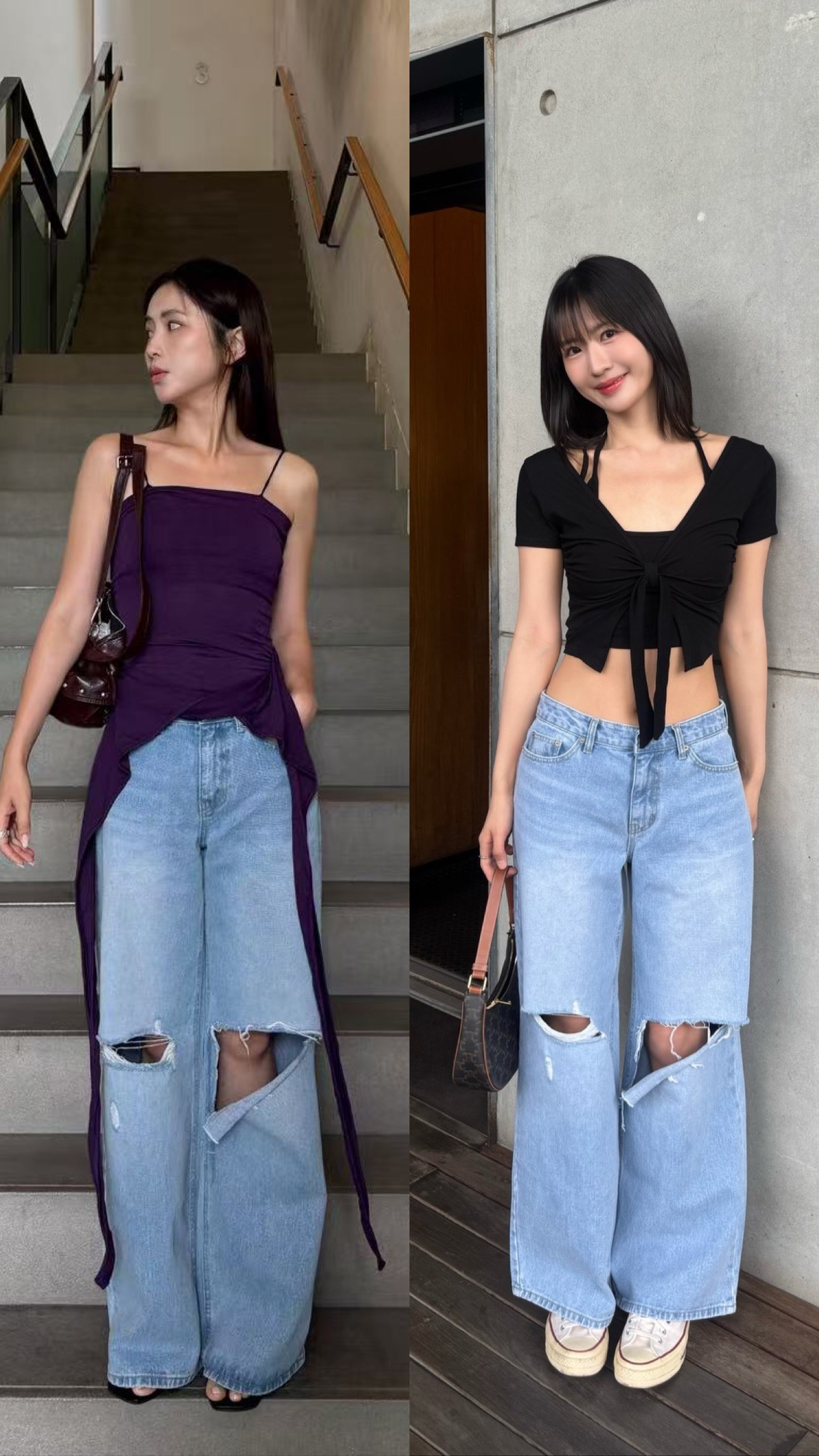 (新貨88折💕)中高腰破洞街頭感牛仔褲 P260501(S/M/L)