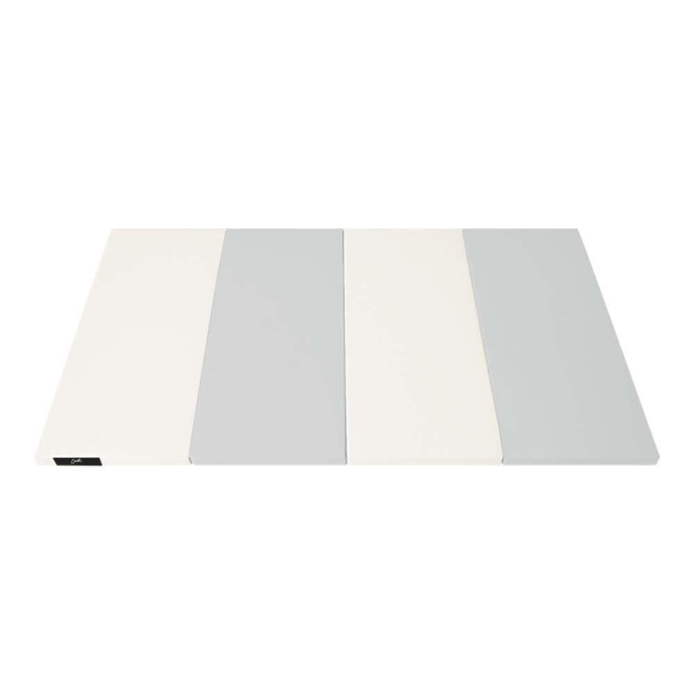 gunite 韓製超厚4cm兒童抗菌摺疊遊戲地墊 160×120×4cm（奶灰雙拼）｜無毒無味｜超降躁