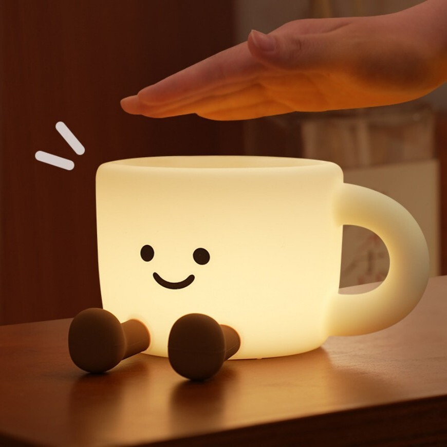《6727》可愛表情咖啡杯硅膠小夜燈