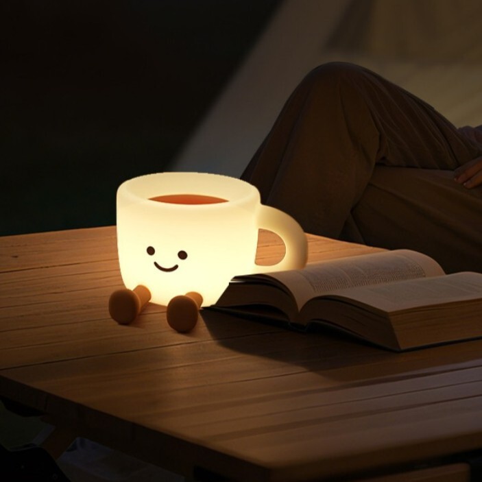 《6727》可愛表情咖啡杯硅膠小夜燈