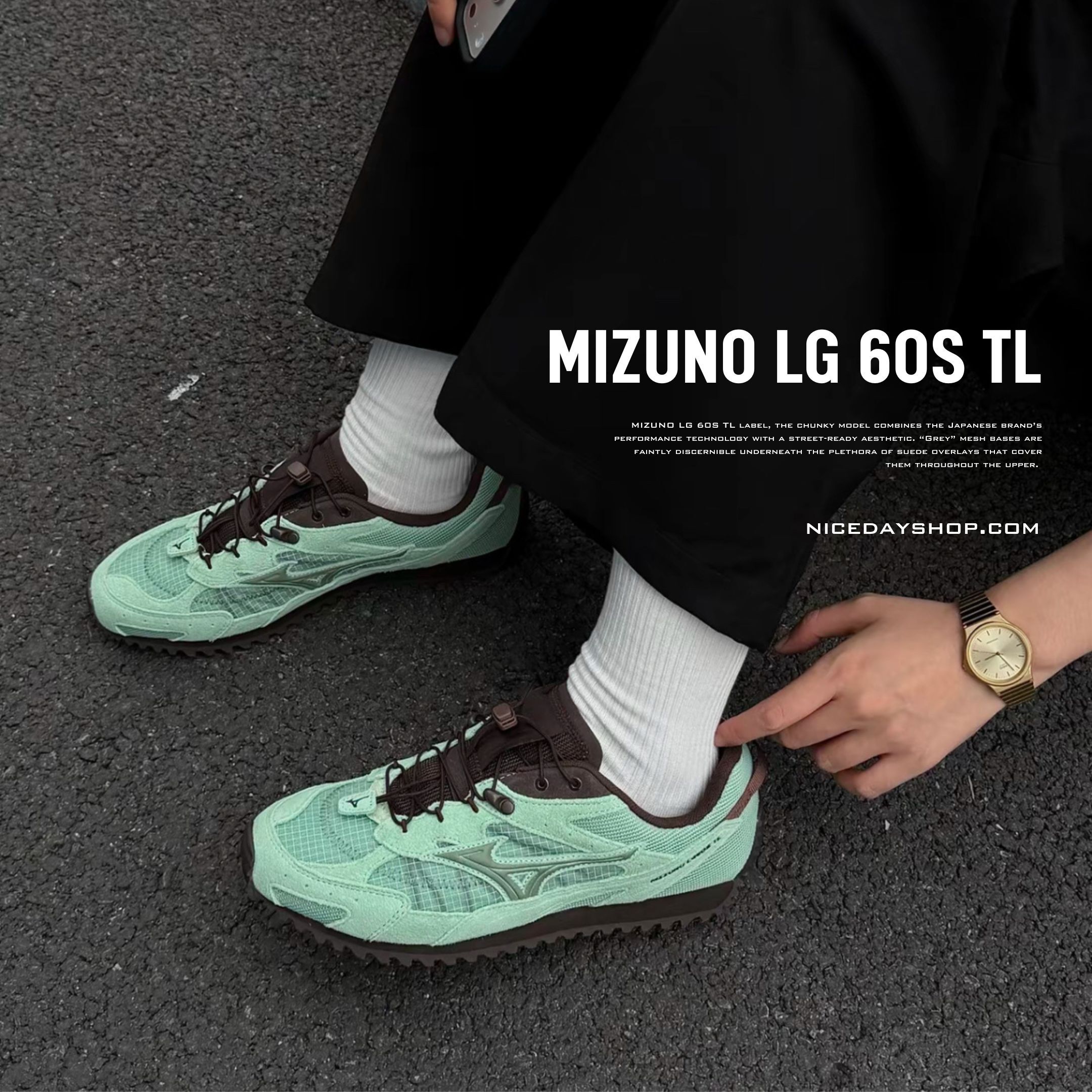 NICEDAY 代購 Mizuno LG 60S TL 灰綠 淺綠 春夏 戶外 郊遊 百搭 舒適 輕鬆 鬆弛感 D1GH263203