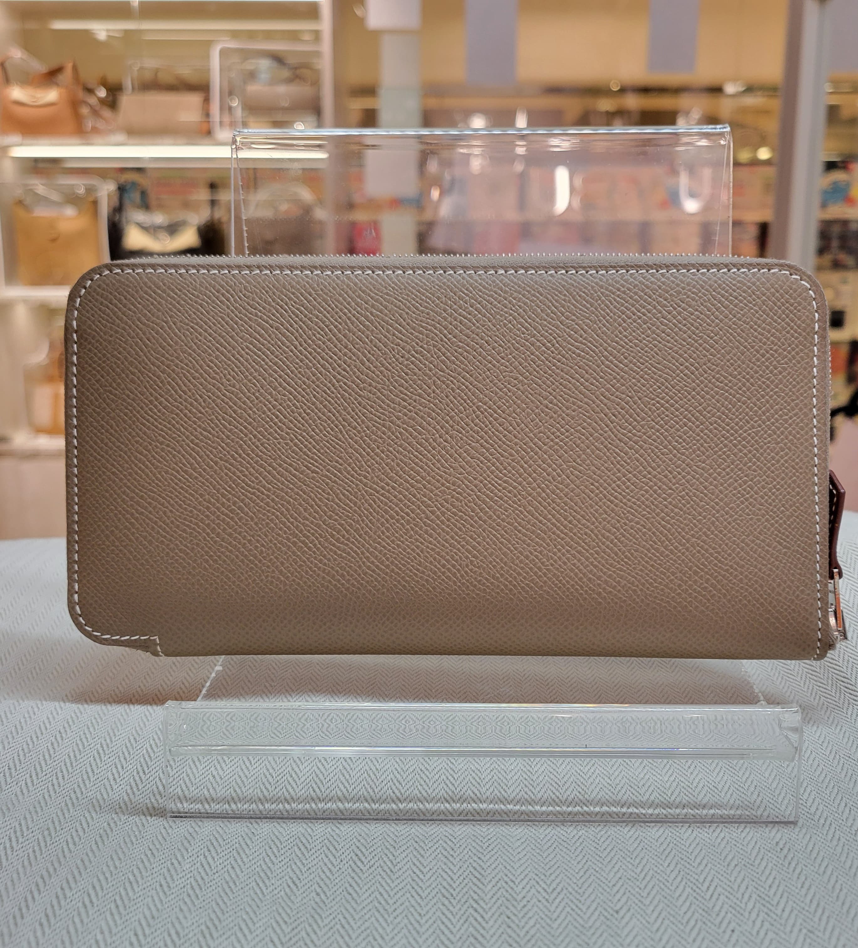 HERMES SILK IN WALLET EPSOM ETOUPE/SESAME 大象灰/芝麻