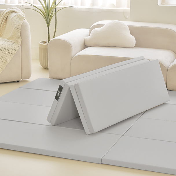 gunite 韓製超厚4cm又超大兒童抗菌摺疊遊戲地墊 200×140×4cm（北歐灰）｜無毒無味｜超降躁