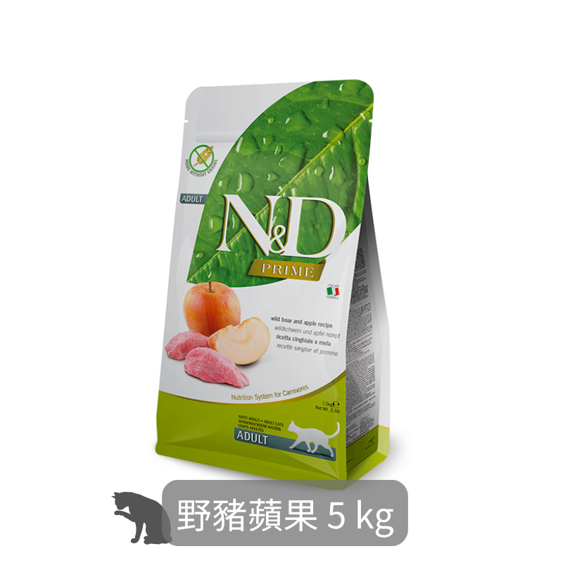Farmina N&D天然頂級無穀貓糧| 野豬蘋果| 5kg| 成貓