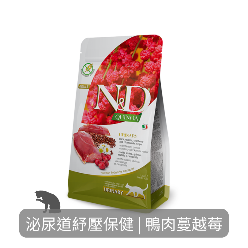 Farmina N&D天然藜麥無穀貓糧| 泌尿道紓壓保健| 鴨肉蔓越莓| 1.5 kg