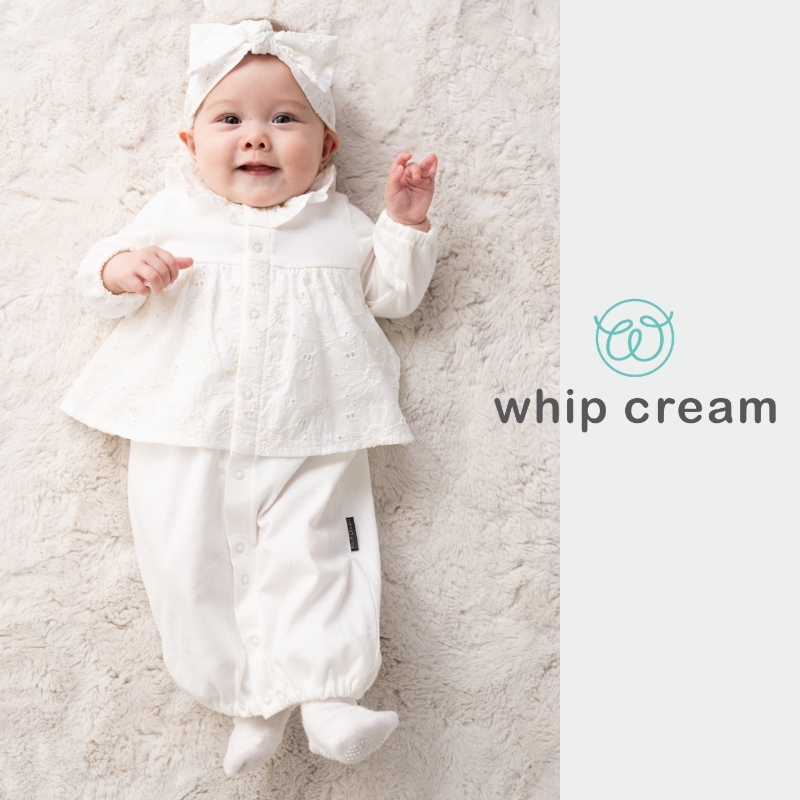 【日本 whip cream】刺繡蕾絲2WAY嬰兒連身包屁衣